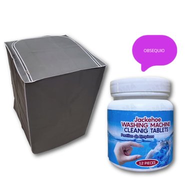 FUNDA DE LAVADORA PLOMO 16-22 KG + LIMPIADOR DE LAVADORA