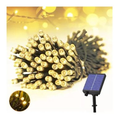 2 LUCES NAVIDEÑAS DECORATIVAS COLOR AMBAR CON PANEL SOLAR 20MTS - 3