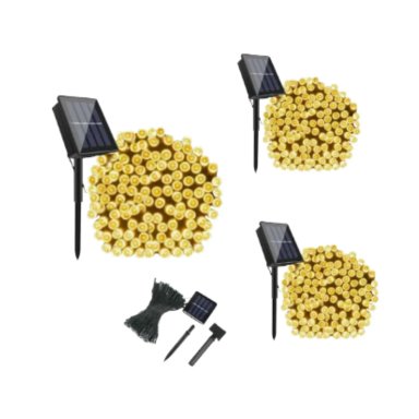 3 LUCES NAVIDEÑAS DECORATIVAS COLOR AMBAR CON PANEL SOLAR 20MTS