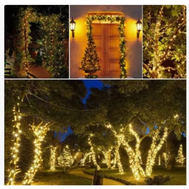 3 LUCES NAVIDEÑAS DECORATIVAS COLOR AMBAR CON PANEL SOLAR 20MTS - 2