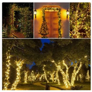 3 LUCES NAVIDEÑAS DECORATIVAS COLOR AMBAR CON PANEL SOLAR 10MTS - 2