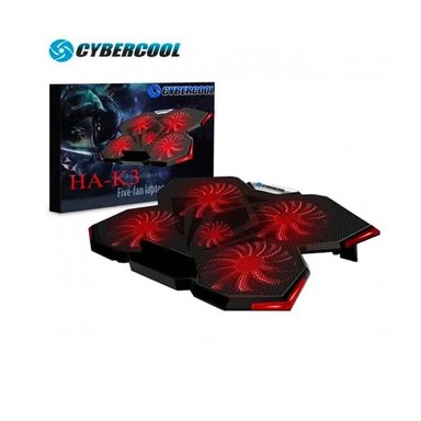 COOLER HALION CYBERCOOL PARA LAPTOP GAMER HA-K3 5 VENTILADORES LED ROJO - 2