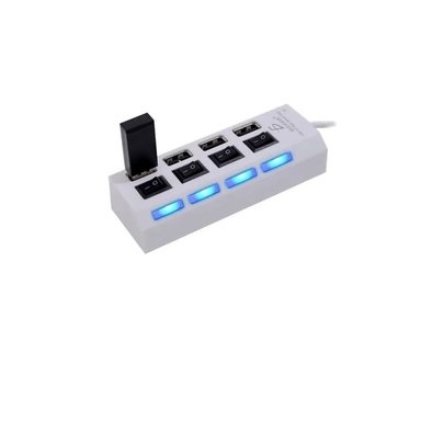 HUB 4 PUERTOS USB 2.0  SWITCH INDEPENDIENTES BLANCO