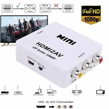 CONVERTIDOR HDMI2AV VIDEO FULL HD MINI HDMI A RCA