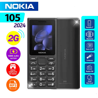 CELULAR BASICO NOKIA 105 2G DUAL SIM - NEGRO