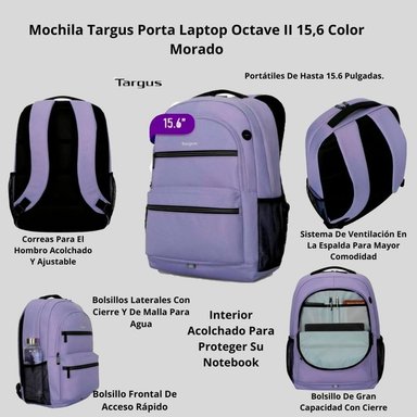 MOCHILA TARGUS TBB63707GL PORTA LAPTOP 15,6 COLOR MORADO