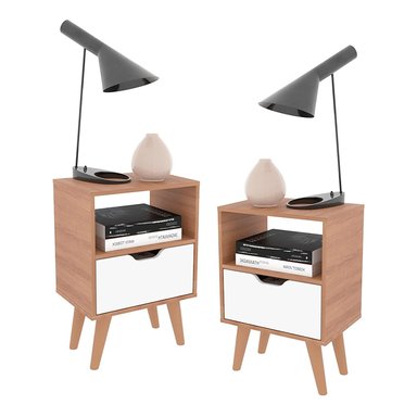 COMBO 2020 HOME ESSEN ALMENDRA/BLANCO 2 VELADORES CON PUERTA