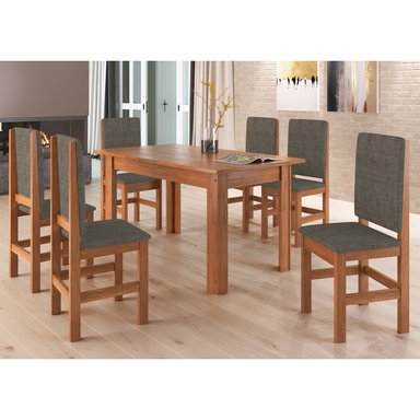 SET X 2 SILLAS DE COMEDOR - CANELA / LINHO - 5