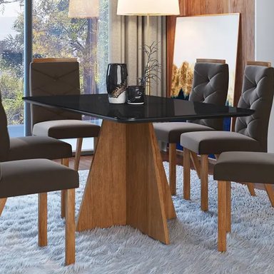 MESA DE COMEDOR 1.60 X 0.90 - CANELA / NEGRO - 2