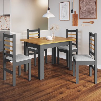 MESA DE COMEDOR 1.14 X 0.84 - GRIS / NATURAL - 2