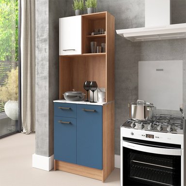 MUEBLE AUXILIAR DE COCINA DALIA - ALMENDRA / AZUL ACERO