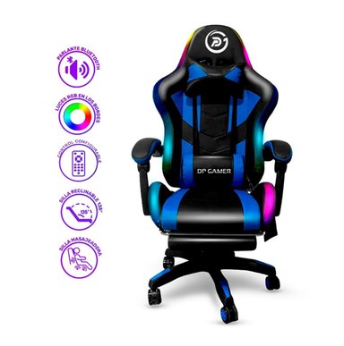 SILLA GAMER AZUL DP PRO-BL LUZ RGB BLUETOOTH MASAJEADOR COLOR NEGRO - 1