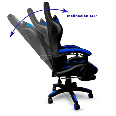 SILLA GAMER AZUL DP PRO-BL LUZ RGB BLUETOOTH MASAJEADOR COLOR NEGRO - 2