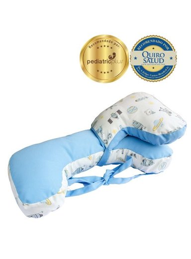 ALMOHADA DE LACTANCIA Y MATERNIDAD MATERNELLE ESPACIAL 63X39CM ALGODÓN CELESTE DOBLE