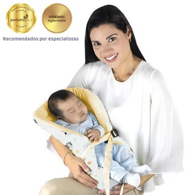 COJÍN MATERNELLE ERGONÓMICO PORTABEBÉ 3 EN 1 MAIZ ANIMALES - AMARILLO CLARO