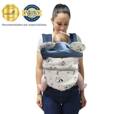 MOCHILA MATERNELLE BEBE AZUL ERGONOMICA 4 EN 1 EVOLUTIVA ACERO NUBE