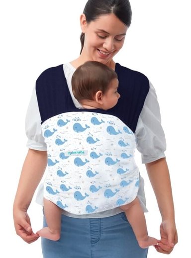 FULAR MATERNELLE ERGONÓMICO BALLENITAS AZUL ACERO