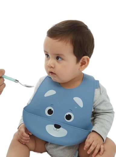 BABERO MATERNELLE CON BOLSILLO DE SILICONA OSITO AZUL