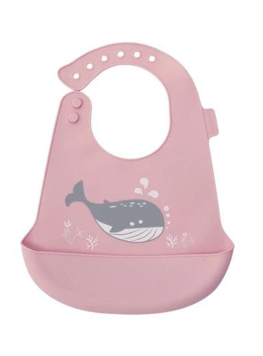 BABERO MATERNELLE CON BOLSILLO SILICONA BALLENITAS ROSADO