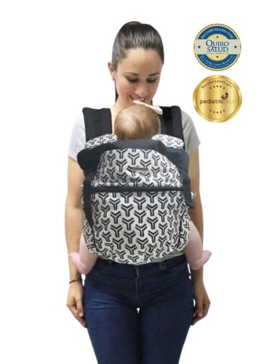 MOCHILA MATERNELLE NEGRO ERGONÓMICA EVOLUTIVA 4 EN 1 RAYAS