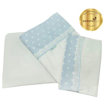 SET SÁBANAS MATERNELLE CELESTE CUNA ESTRELLAS