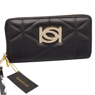 CARTERA NEGRA BEBE ACOLCHADA CON LOGOTIPO BRILLANTE