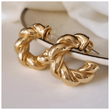 ARETES ARGOLLA TRENZADA DORADA - 2