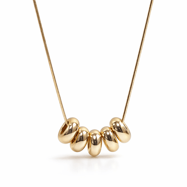 COLLAR CON CUENTAS OVALADAS DORADO