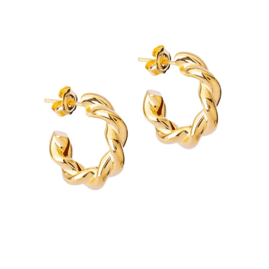 ARETES ARGOLLA TRENZADA DORADA