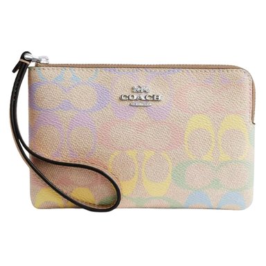 BOLSO DE MANO COACH CORNER ZIP IN RAINBOW SIGNATURE CANVAS