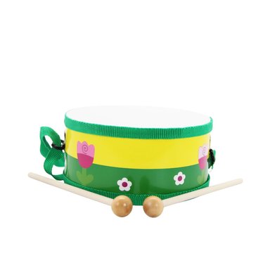 TAMBOR INFANTIL DE MADERA CON BAQUETAS - VERDE