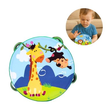 PANDERETA INFANTIL DE MADERA CON 4 CHAPAS - VERDE