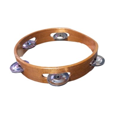 PANDERETA DE MADERA 18CM CON 5 CHAPAS METÁLICAS