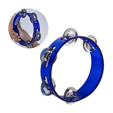 PANDERETA DE ACRÍLICO AZUL DE 15CM CON 5 CHAPAS