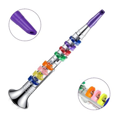 CLARINETE DE JUGUETE PLATEADO PARA NIÑOS CON 8 TECLAS COLOR - 2