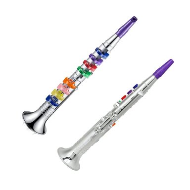 CLARINETE DE JUGUETE PLATEADO PARA NIÑOS CON 8 TECLAS COLOR - 3