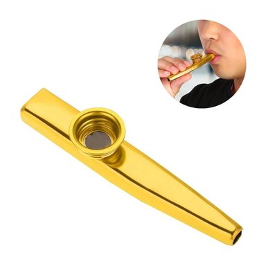 KAZOO DE METAL INSTRUMENTO MUSICAL PORTÁTIL - AMARILLO