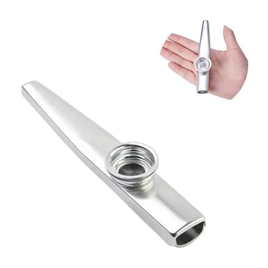 KAZOO DE METAL INSTRUMENTO MUSICAL PORTÁTIL - PLATEADO
