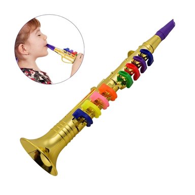 CLARINETE DE JUGUETE DORADO PARA NIÑOS CON 8 TECLAS COLOR