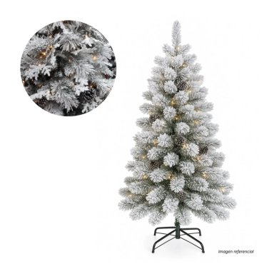 ÁRBOL DE NAVIDAD 1.80 M NEVADO FRONDOSO CON PIÑAS Y LUCES - 2