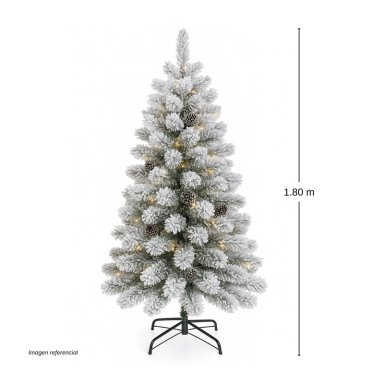 ÁRBOL DE NAVIDAD 1.80 M NEVADO FRONDOSO CON PIÑAS Y LUCES - 3