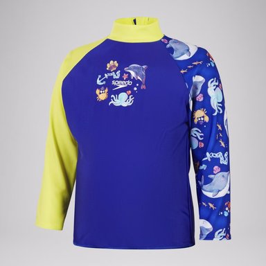 TRAJE DE BAÑO NIÑO SPEEDO DIGITAL RASH TOP MANGA LARGA AZUL