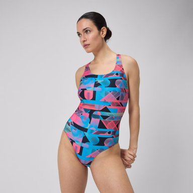 TRAJE BAÑO NATACIÓN MUJER SPEEDO DIGITAL POWEBACK CELESTE