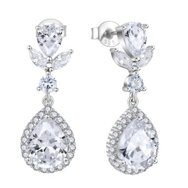 ARETE LÁGRIMAS DE CRISTAL CON ELEGANCIA CLÁSICA - PLATA 925