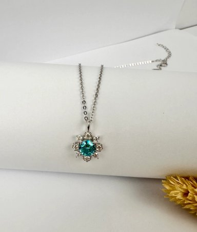 COLLAR FLOR DE HIELO BRILLANTE  - PLATA 925