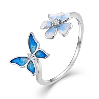 ANILLO ENCANTO DE MARIPOSA CELESTIAL PLATA 925