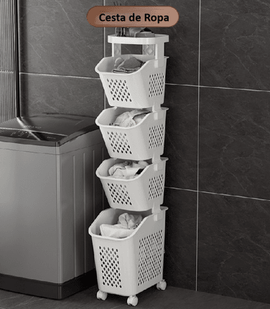 CESTA DE LAVANDERÍA ORGANIZADOR 4 CAPAS