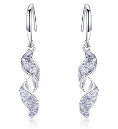 ARETES ONDAS DE CRISTAL - PLATA 925