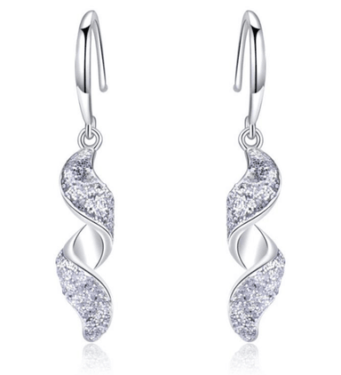 ARETES ONDAS DE CRISTAL - PLATA 925 - 5