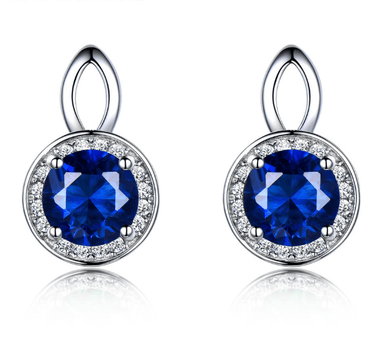 ARETE CON GEMA DE ZAFIRO AZUL - PLATA 925